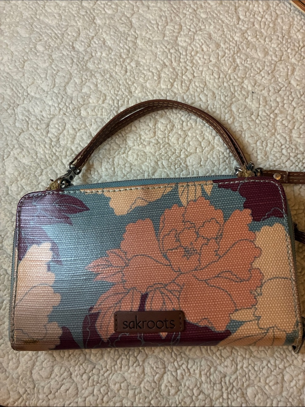 Sakroots Floral Zip Around Wallet Crossbody Wristlet Convertible Bag